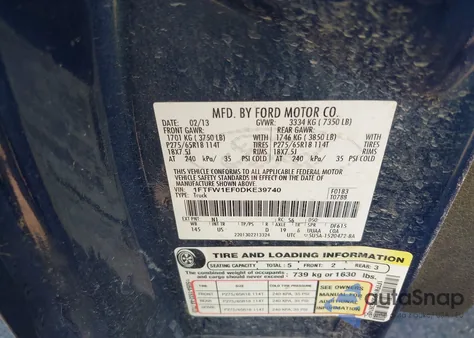 2013 Ford F-150 Xlt from USA, damaged, VIN 1FTFW1EF0DKE39740